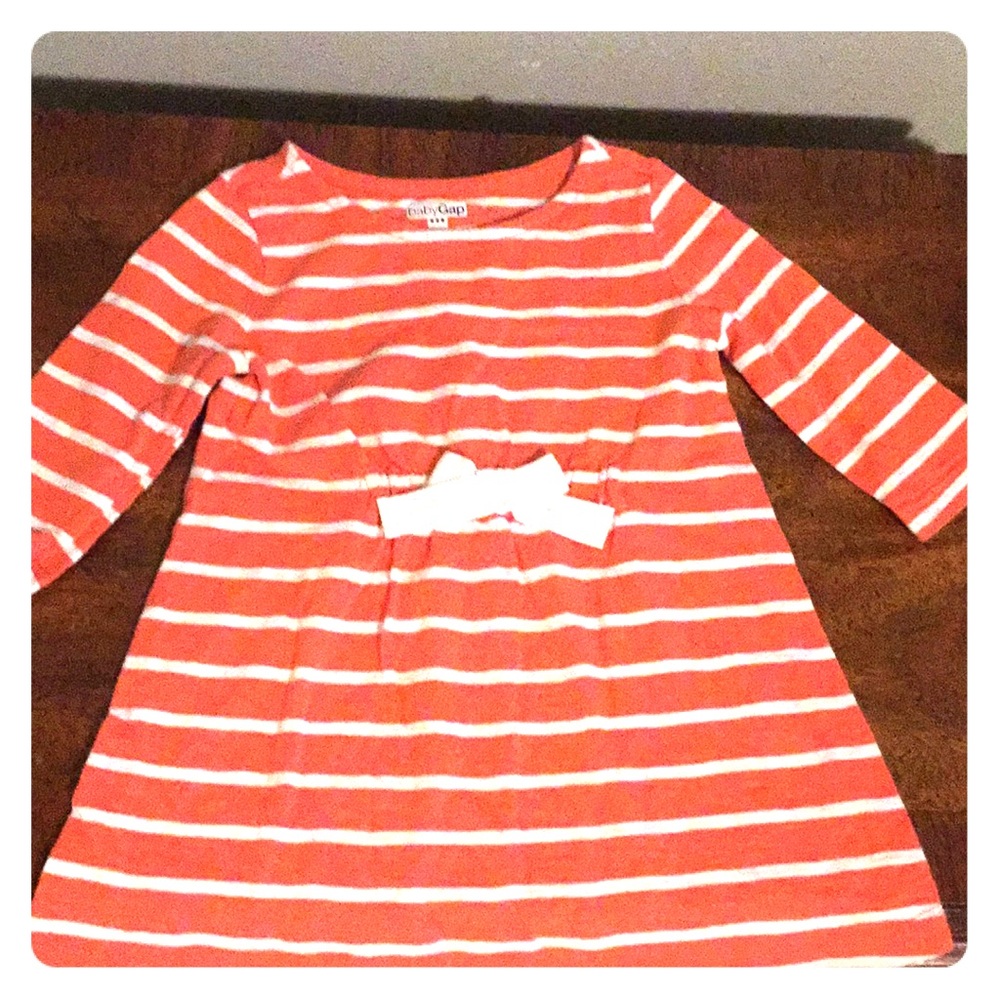Long sleeved striped infant dress
